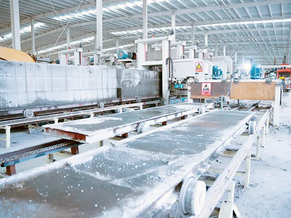 Ligne de production de blocs en béton avec isolant en PSE sur le site du client