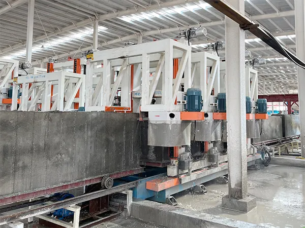 Ligne de production de blocs en béton avec isolant en PSE sur le site du client